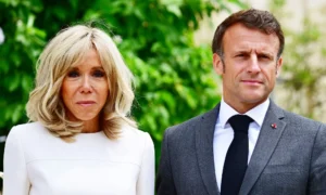 Emmanuel Macron and wife.