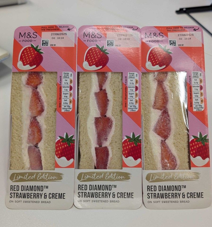 Strawberry sandwiches all round.